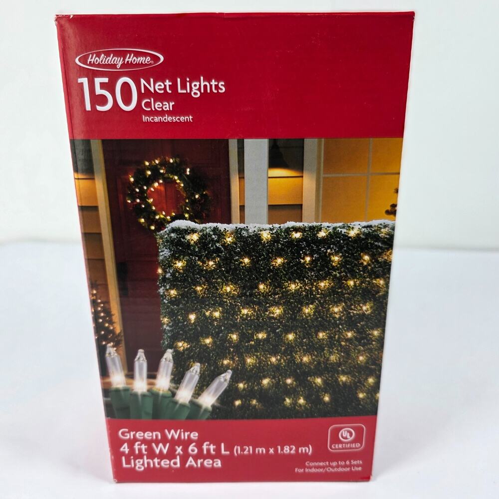 Home Accents Holiday 150 Clear Incandescent Net Outdoor Lights 4ft x 6 f